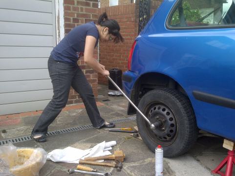 My dad 'training' me. Do you know how big and how heavy that wrench was?! Friggin' HUGE